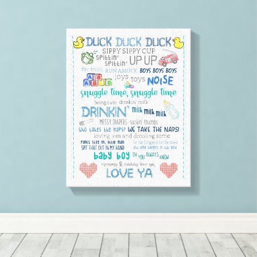 Parody nursery art baby jay stil bob lied canvas afdruk (Insitu (Houten vloer))