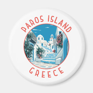 Paros Eiland Griekenland Retro Noodcirkel Magneet
