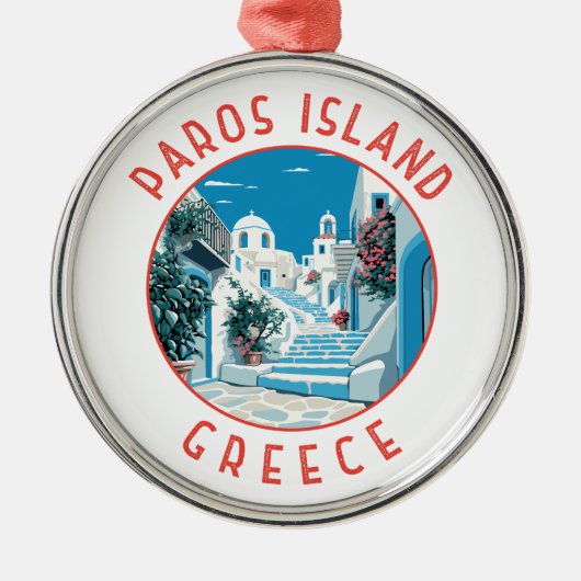 Paros Eiland Griekenland Retro Noodcirkel Metalen Ornament (Voorkant)