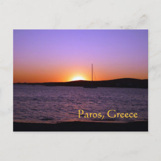 Paros Eiland, Griekenland, Zonsondergang Zeil Post Briefkaart