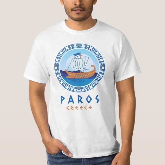 Paros, Griekenland Grieks scheepsontwerp Mannen T-shirt (Voorkant)