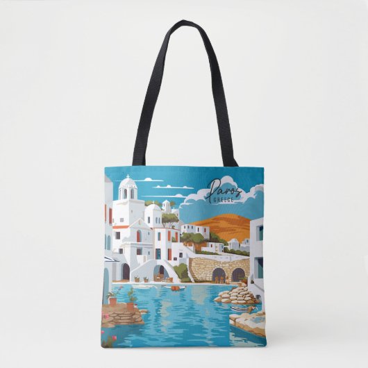 Paros Griekenland  Kunst Reizen Illustratie Tote Bag (Voorkant)