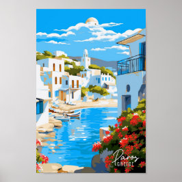 Paros Griekenland Kunst Vintage Reizen Illustratie Poster