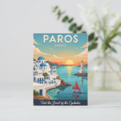 Paros Griekenland Reizen Kunst Vintage Briefkaart (Staand voorkant)