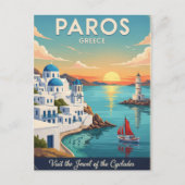 Paros Griekenland Reizen Kunst Vintage Briefkaart (Voorkant)