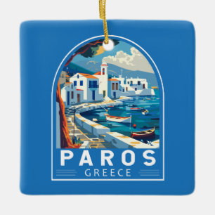 Paros Griekenland Reizen Kunst Vintage Keramisch Ornament