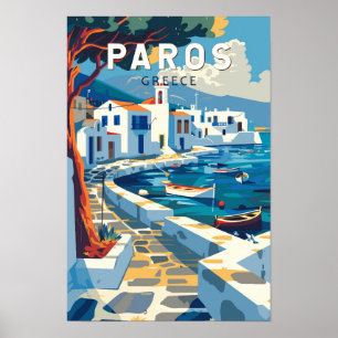 Paros Griekenland Reizen Kunst Vintage Poster