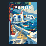 Paros Griekenland Reizen Kunst Vintage Poster<br><div class="desc">Paros retro vector reisontwerp. Paros is een Grieks Zee dat vooral bekend is om zijn stranden en dorpjes.</div>