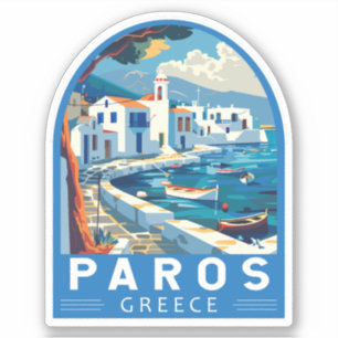 Paros Griekenland Reizen Kunst Vintage Sticker