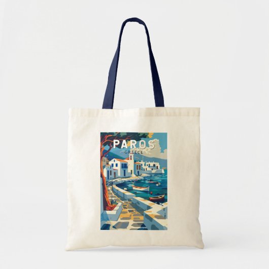 Paros Griekenland Reizen Kunst Vintage Tote Bag (Voorkant)