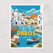 Paros Griekenland vintage reisillustratie Briefkaart (Voorkant)