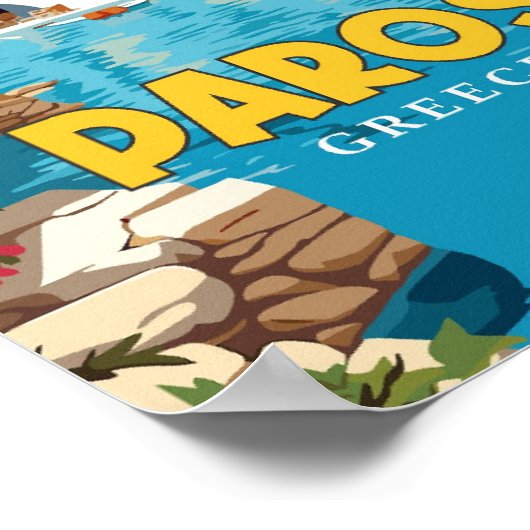 Paros Griekenland vintage reisillustratie Poster (Hoek)