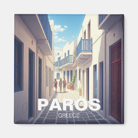 Paros, Griekenland wit en blauw Magneet (Voorkant)