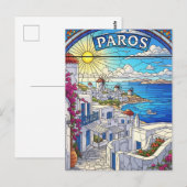 Paros Griekse Eilanden Reis Briefkaart (Voorkant / Achterkant)