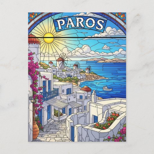 Paros Griekse Eilanden Reis Briefkaart (Voorkant)