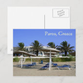 Paros Island, Briefkaart Beach Umbrellas  (Voorkant / Achterkant)