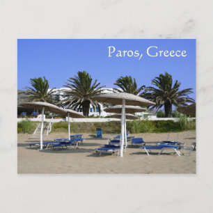 Paros Island, Briefkaart Beach Umbrellas