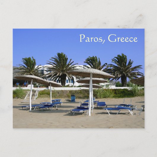 Paros Island, Briefkaart Beach Umbrellas  (Voorkant)
