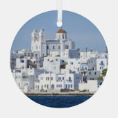 Paros Village Naoussa Island Uitzicht Glas Ornament (Achterkant)