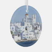Paros Village Naoussa Island Uitzicht Glas Ornament (Voorkant Rechts)