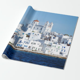 Paroseiland met het dorp naoussa cadeaupapier