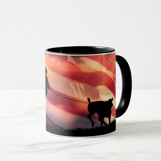 Parotic Roping Cowboy and Horse American Flag Mok (Voorkant rechts)