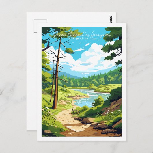 Parque nacional los arrayanes vintage reizen briefkaart (Voorkant / Achterkant)