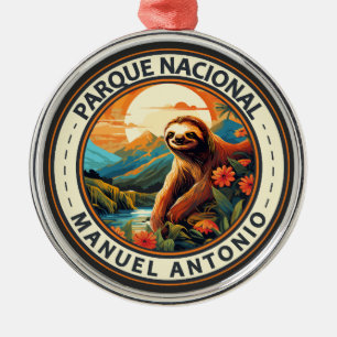 Parque Nacional Manuel Antonio Sloth Travel Art Metalen Ornament