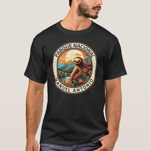 Parque Nacional Manuel Antonio Sloth Travel Art T-shirt (Voorkant)