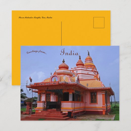 Parra Mahadev Temple Goa India Briefkaart (Voorkant / Achterkant)