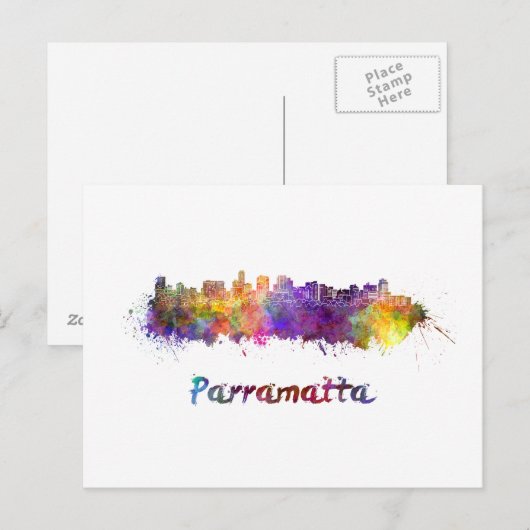 Parramatta skyline in watercolor briefkaart (Voorkant / Achterkant)