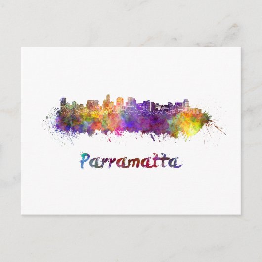 Parramatta skyline in watercolor briefkaart (Voorkant)