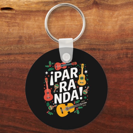"¡parranda!" Puerto Ricaanse muziektraditie Sleutelhanger (Voorkant)