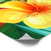 Parrot 3 Vogels Tropische palmen blauw paars Poster (Hoek)