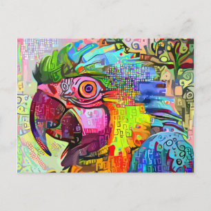 Parrot Abstract Impressionist Portrait Painting Briefkaart