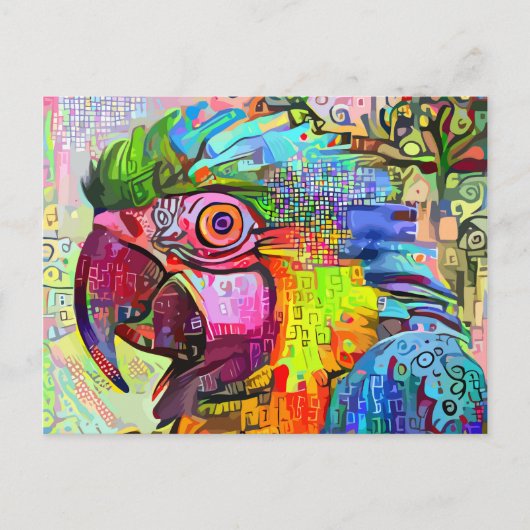 Parrot Abstract Impressionist Portrait Painting Briefkaart (Voorkant)