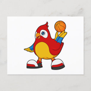 Parrot als Basketball-speler met Basketball Briefkaart