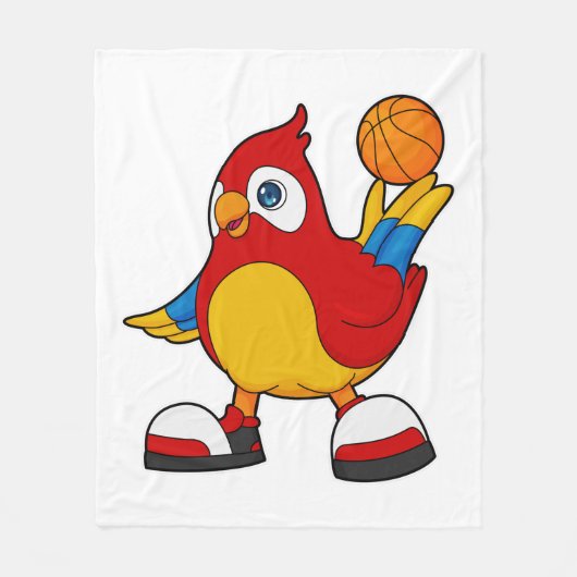 Parrot als Basketball-speler met Basketball Fleece Deken (Voorkant)