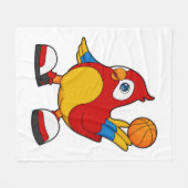 Parrot als Basketball-speler met Basketball Fleece Deken (Voorkant (Horizontaal))