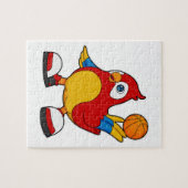 Parrot als Basketball-speler met Basketball Legpuzzel (Horizontaal)
