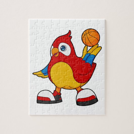 Parrot als Basketball-speler met Basketball Legpuzzel (Verticaal)