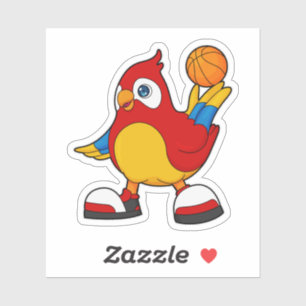 Parrot als Basketball-speler met Basketball Sticker