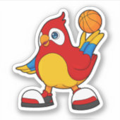 Parrot als Basketball-speler met Basketball Sticker (Voorkant)