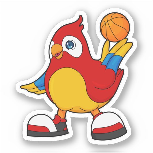 Parrot als Basketball-speler met Basketball Sticker (Voorkant)