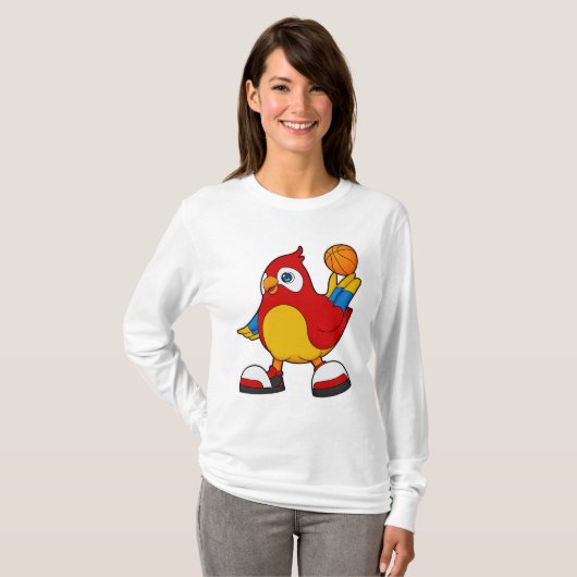 Parrot als Basketball-speler met Basketball T-shirt (Voorkant volledig)