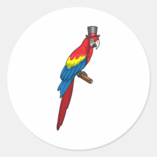 Parrot als Gentleman met Pet Ronde Sticker