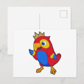 Parrot als koning met kroon briefkaart (Voorkant / Achterkant)