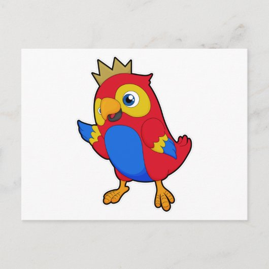 Parrot als koning met kroon briefkaart (Voorkant)