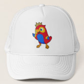 Parrot als koning met kroon trucker pet (Voorkant)