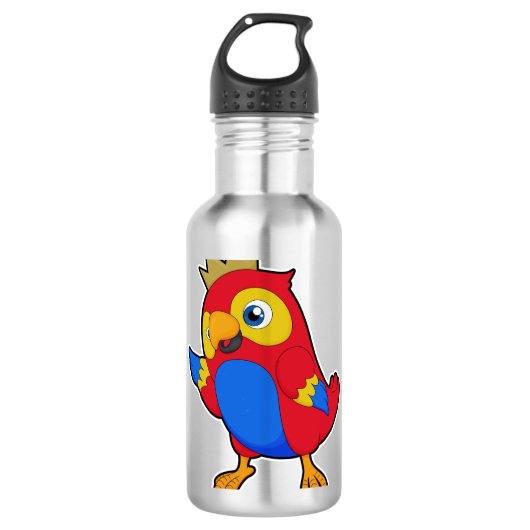 Parrot als koning met kroon waterfles  (Voorkant)